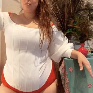 Pretty Little Thing Plus Long sleeve off the shoulder Renaissance corset top